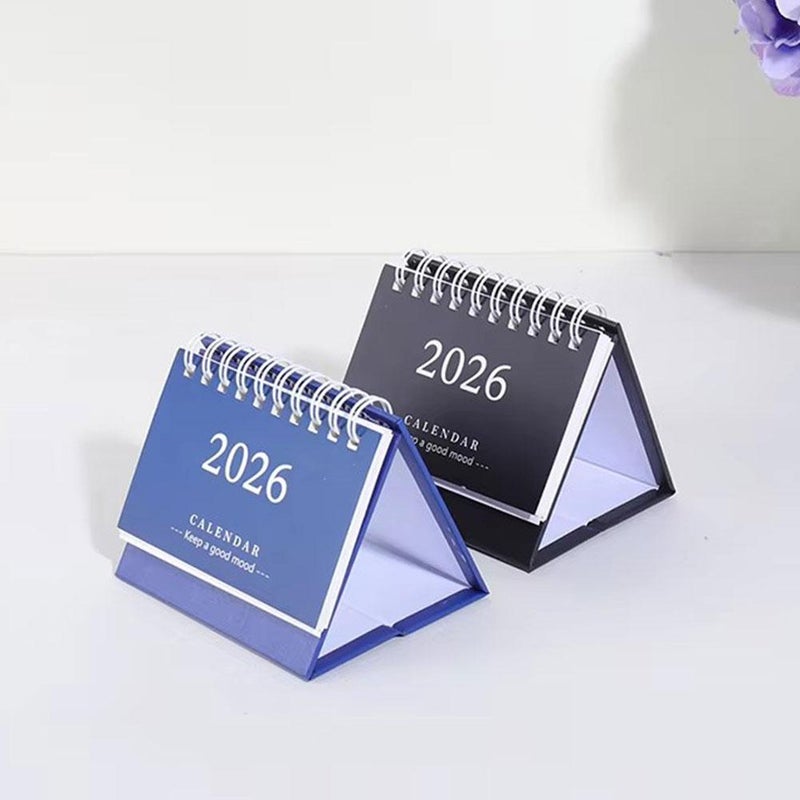 Mini Desk Calendar 2026, Small January 2026 to Dec 20-26 Desk Calendars Standing Flip, Thick Paper Twin-Wire Binding, Desktop Calendar for Office or Home(Dark Blue) - Image 5